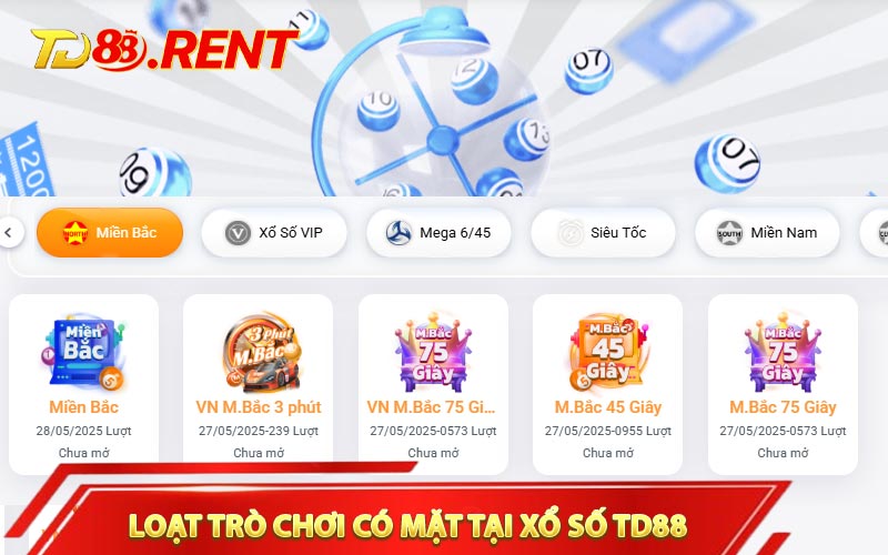Điểm danh loạt trò chơi có mặt tại xổ số TD88
